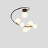 Modern Mid-century Arc Copper Glass Magic Bean 4/5/7-Light Semi-Flush Mount Ceiling Light For Bedroom