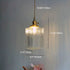 Traditional Japanese Glass Cube Shade Brass 1-Light Pendant Light For Living Room