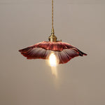 Traditional Vintage Lotus Leaf Glass Brass 1-Light Pendant Light For Living Room