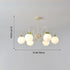 Modern Minimalist Cream Bow Round Ball Hardware Glass 4/5/6/8 Light Chandelier For Living Room