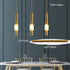 Contemporary Luxury Copper Long Strip Marble Shade LED Pendant Light For Living Room