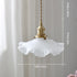 Traditional Chinese Floral Scroll Brass Glass 1-Light Pendant Light For Living Room