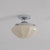 Contemporary Scandinavian Cream Round Iron Glass 1-Light Semi-Flush Mount Ceiling Light For Living Room