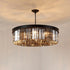 Contemporary Luxury Iron Finish Frame Round Tiered Crystal Shade 8-Light Chandelier For Living Room