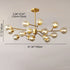 Modern Mid-century Brass Frame Molecular Glass Ball Shade 6/9/12/15-Light Chandelier For Living Room