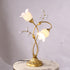 Modern Art Deco Floral Iron Glass 2-Light Table Lamp For Living Room