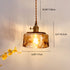 Traditional Vintage Amber Square Glass Brass 1-Light Pendant Light For Living Room
