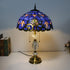 Traditional Tiffany Vintage Baroque Round Stained Glass 2-Light Table Lamp For Bedroom