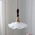 Traditional Chinese Floral Scroll Brass Glass 1-Light Pendant Light For Living Room