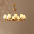 Modern Luxury Round Candelabra Copper Fabric 5/6/8/10 Light Chandelier For Living Room