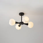 Modern Minimalist Cream Flower Iron Glass 4/6 Light Chandelier For Living Room