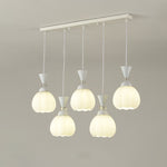 Contemporary Creative Cream Glass Flower Bud Iron 3/5-Light Island Light Chandelier For Bedroom