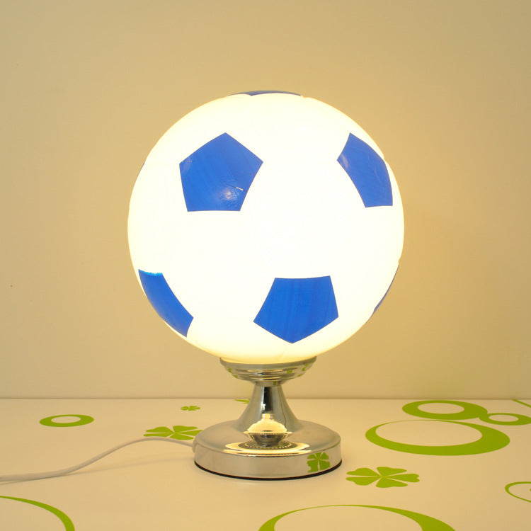 Contemporary Creative Iron Glass Football Shade 1-Light Table Lamp For Bedroom