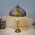 Traditional Tiffany Vintage Baroque Round Stained Glass 2-Light Table Lamp For Bedroom