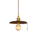 Contemporary Retro Wood Round Dish Irregular Grain 1-Light Pendant Light For Dining Room