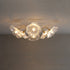 Traditional Vintage Gold Finish Frame Flower Glass Shade 6-Light Semi-Flush Mount Ceiling Light For Bedroom