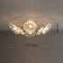 Traditional Vintage Gold Finish Frame Flower Glass Shade 6-Light Semi-Flush Mount Ceiling Light For Bedroom