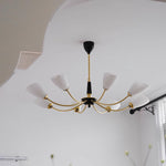 Contemporary Vintage Cream Branch Flower Brass Glass 3/5/8 Light Chandelier For Living Room