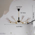 Contemporary Vintage Cream Branch Flower Brass Glass 3/5/8 Light Chandelier For Living Room