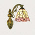 Traditional Tiffany Flower Cup Iron Stained Glass 1-Light Wall Sconce Lamp For Living Room