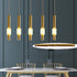 Contemporary Luxury Copper Long Strip Marble Shade LED Pendant Light For Living Room