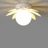 Contemporary Creative Cream Flower Pod Flower Globe Iron Glass 1-Light Semi-Flush Mount Ceiling Light For Hallway