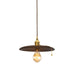 Contemporary Retro Wood Round Dish Irregular Grain 1-Light Pendant Light For Dining Room