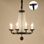 Contemporary Luxury Iron Round Frame Candelabra Crystal Bead 6/8/10/12-Light Chandelier For Living Room