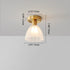 Modern Minimalist Flower Petal Lotus Leaf Copper Glass 1-Light Semi-Flush Mount Ceiling Light For Hallway