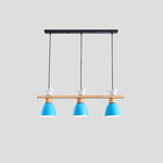 Contemporary Scandinavian Round Bird Iron Wood Resin 3-Light Island Light Chandelier For Dining Room