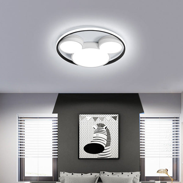 Contemporary Simplicity Mouse Acrylic Ring Hardware LED Flush Mount Ceiling Light For Bedroom