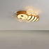 Contemporary Creative Woodgrain Cartoon Animal Bee Aircraft Acrylic LED Kids Flush Mount Ceiling Light For Living Room