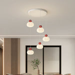 Modern Minimalist Cream Cotton Iron Plastic 3/5 Light Island Light Chandelier For Dining Room