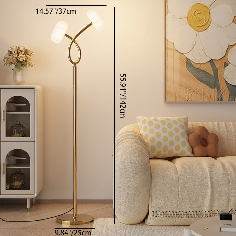 Contemporary Creative Crossed Flowers Iron Plastic LED Standing Floor Lamp For Living Room