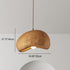 Traditional Japanese Imitation Stone Circular Arc Resin Shade 1-Light Pendant Light For Living Room