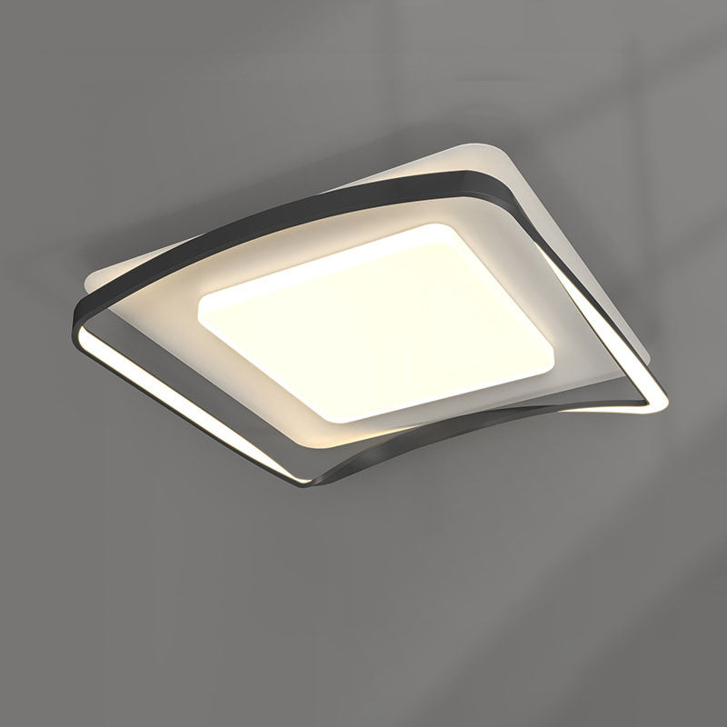 Modern Simplicity Aluminum Square Acrylic Shade LED Flush Mount Ceiling Light For Bedroom